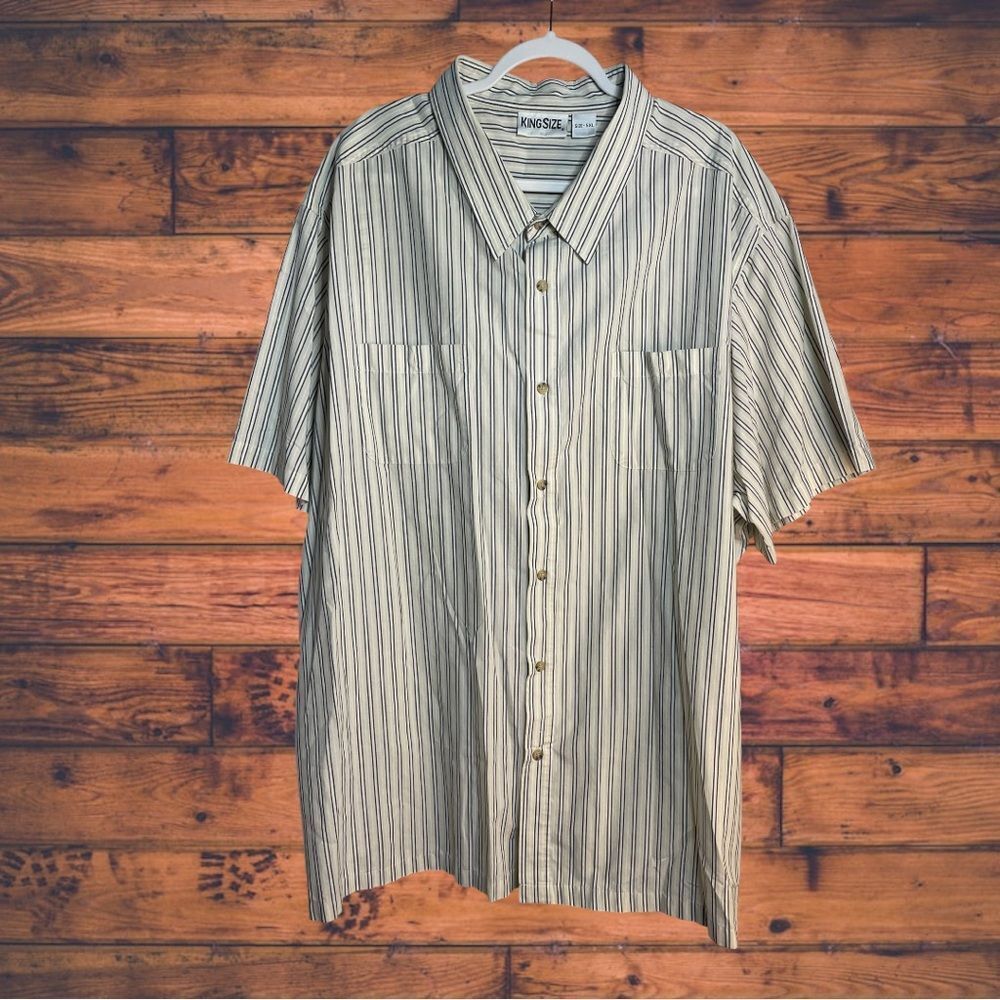 5 for $25🔥King Size Vertical Striped Button Front‎ Shirt 5XL